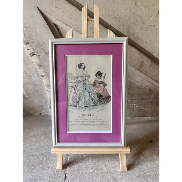 Antique French Fashion Print “Modes de Paris” Hand-Colored 19th C Lithograph - Picture 1 of 3